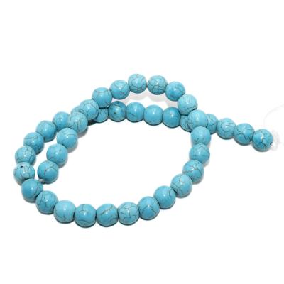 China Wholesale DIY Stone Stain Bracelet Necklace Jewelry Accessories Round Loose Turquoise Beads for sale