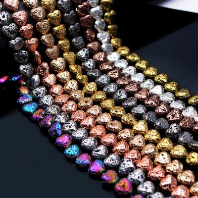 China Wholesale Fashion Color Plating For Making Heart Shaped Volcanic Stone Beads For Jewelry for sale