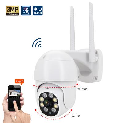 China 3MP IR Night Vision PTZ Dome Camera AI Outdoor Human Tuya Full Color Detection Wireless IP Siren 3MP IR Smart wifi ptz tracking camera for sale