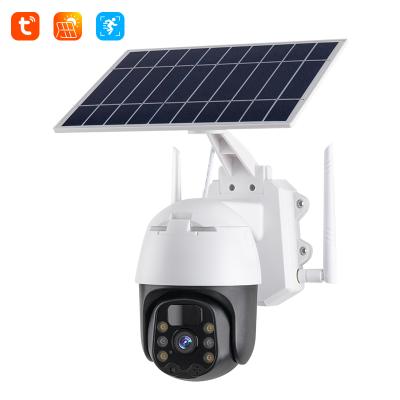 China Full HD 1080P PTZ dome motion detection cctv cctv tuya cam dome solar powered ptz wifi camera solar panel wireless battery cameras for sale