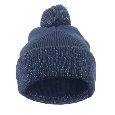 China COMMON Wholesale Reflective Knit Beanie Hats Custom Logo Winter Chunky Hats for sale