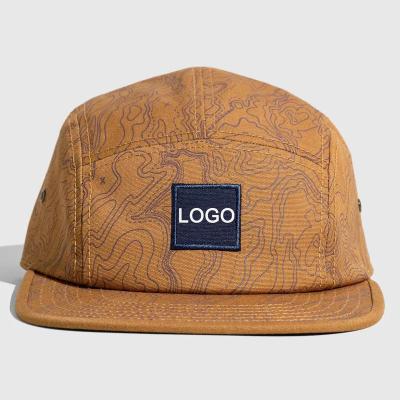 China 5 Panel Hats Cotton Canvas Custom High Quality Woven Camper Label JOINT By Stock Hats for sale