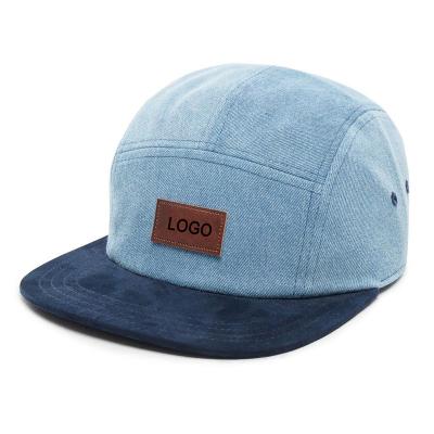 China COMMON High Quality Custom Made Platypus Brim Suede Hats Denim 5 Panel Wash Running Hat for sale