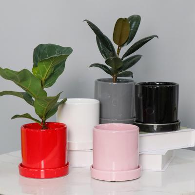 China OEM New Contemporary Cheap Round Ceramic Flower Pot Garden Vase Ceramic Flower Pot and Planter Pot for sale