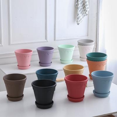 China OEM contemporary garden ceramic flower pot for indoor pure color frosted modern ceramic flower pot for sale