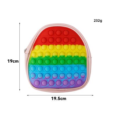 China 2022 new rainbow color waterproof multicolor single shape silicone kindergarten primary school bag material backpack for sale