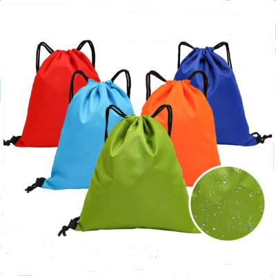 China Football Pattern Polyester Drawstring Double Shoulder Outdoor Sport Waterproof Pocket Customized Basketrts Storage for sale