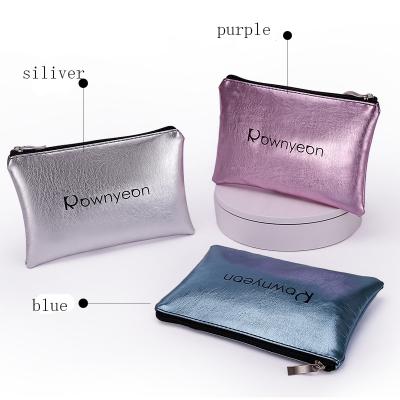 China 2022 New Fashion Letter Pattern Travel Storage Cosmetic Bag Purple Simple PU Leather Material For Women for sale