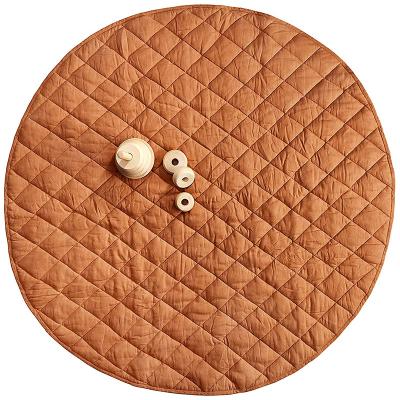 China Eco-Friendly French Quilted Canvas Baby Crawling Play Mat Baby Toy Pu Body Hugging Leather Mats Children Educational Skin-Friendly for sale