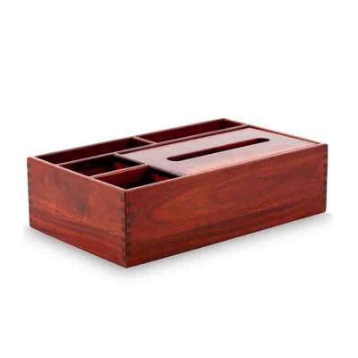 China Functional Box Kit Wooden TV Pen Phone Holder Organizer Box Remote Control Viable Vintage Fabric for sale