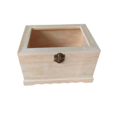 China Display/Decoration Recycle Wooden Box Display Plywood Trinket Jewelry Box With Glass Lid for sale