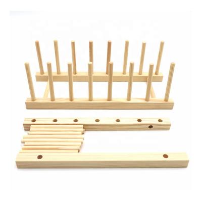 China Wooden Cook Drying Stand Folding l Unfinished Pine Dish Dish Display Rack Viable Kitchen Wood Rack for sale