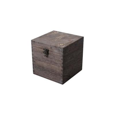 China Handmade Hot Selling Distressed Wooden Tea Box Burnt Charried Wood And Coffee Wooden Box for sale