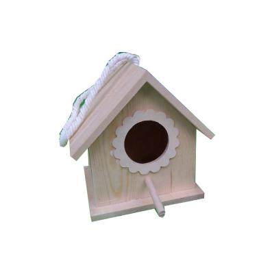 China Sustainable Unfinished Bird Cage Hanging Cheap Wooden Bird House for sale