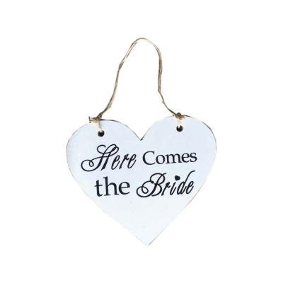 China Europe Wedding Double Face Printing Blank Wooden Plaque Heart Shape Hanging Wooden Sign for sale