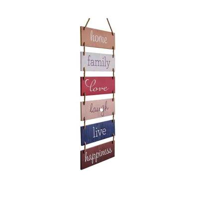 China Europe Decor Rustic Wooden Wall Hanging Sign 6 Panels Tied With Rope Sign for sale