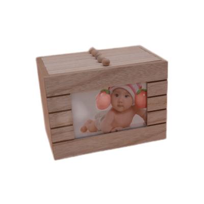 China Small Handmade Wooden Photo Memory Album Storage Box With 5 Pull Out Drawers And 100 Pictures for sale