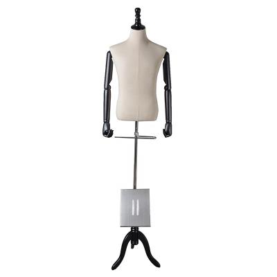 China Other male torso covered in fabric with wooden tripod base for sale