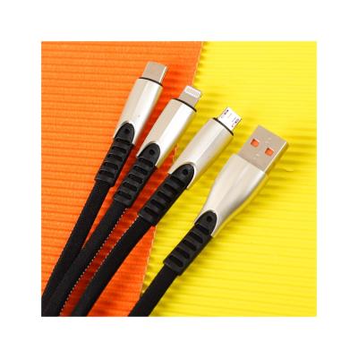 China Mobile phone factory direct 1200MM/2.4A three-in-one Android interface/IOS interface/TYPE-C interface data cable for sale