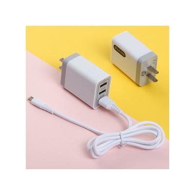 China Plastic material Android, IOS, TYPE-C interface three USB interface charging mobile phone supplier direct ABS fast charger for sale