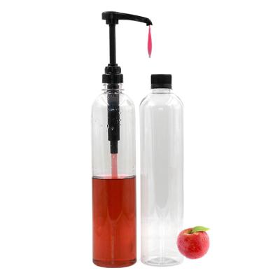 China 800ml Pet Food Honey Dispenser Syrup Plastic Bottle With Dispenser Pump for sale