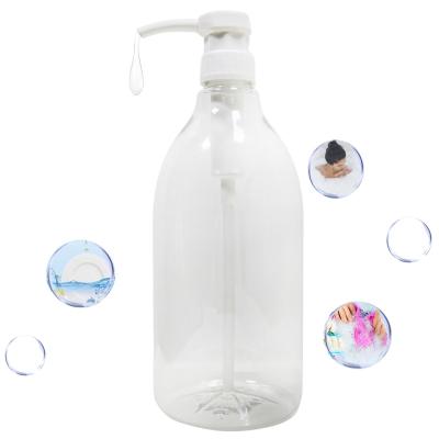 China Personal Care Large Capacity Bleach Fabric Softener Detergent Soap Bottle Packaging 64 Ounce 2L Empty Clear PET Plastic Pump Bottle for sale