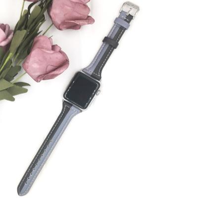 China Warranty Leather Touch Feel Quality Small Size Apple Two Tone Leather Watch Band for sale