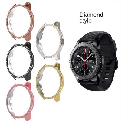 China Smart Watch Fashion Protective Row Luxury Single Diamonds Suitable For Samsung Galaxy Watch Case Hard PC Watch Case for sale