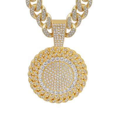 China Hiphop Manufacturers Promotion Twist Sunflower Full Diamond Pendant Necklace for sale