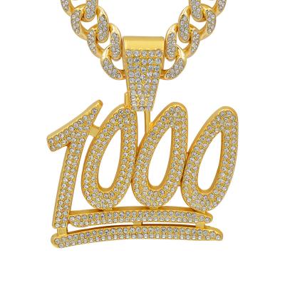 China Hiphop EMO Hip Hop Digital Necklace 1000 Gold Plated Pendant Charm Diamond Fashion Jewelry Accessories for sale