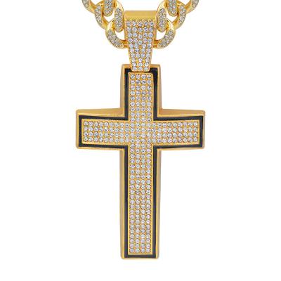 China Custom Hiphop Hip Hop Alloy Diamond Jesus Cross Necklace Full Does Not Fade Pendant Mens Jewelry for sale