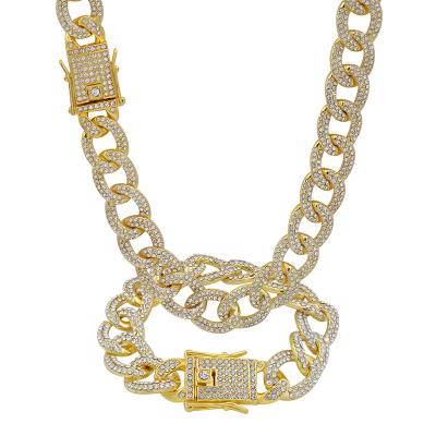 China Custom Wholesale Punk Natural Diamond Necklace Zircon Hip Hop Jewelry Set Yellow Necklace for sale