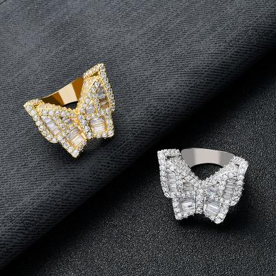 China New Hiphop micro-set zircon butterfly ring street exaggerated men and women ring hiphop ring for sale