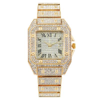 China Wholesale Hot Selling Square Full Diamond Ladies Watch Quartz Watch Full Calendar Calendar for sale