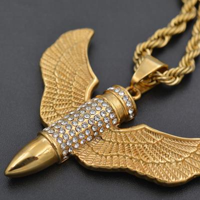 China Fashion Zircon Bullet Religious Pendant Necklace Stainless Steel Necklace Ladies Jewelry for sale