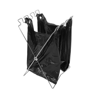 China Camping Folding Plastic Bag Holder Kitchen Garbage Bag Holder Viable Single Bin Household Holder for sale