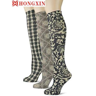 China Viable Knee High Pants Colorful Patterned Printed Socks for sale