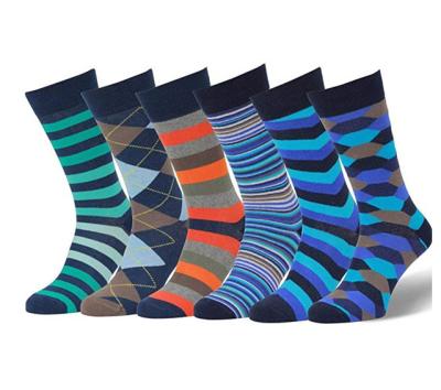 China Antibacterial Colorful Patterned Funky Dress Socks For Man Funny Striped Fancy Sock Crew Factory Happy Sock for sale