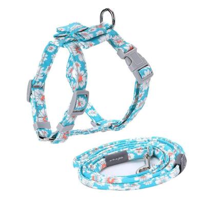 China Personalized Custom Adjustable Non-Toxic Wear-Resistant Reflective Pattern Dog Harness With Dog Pulling Leash for sale