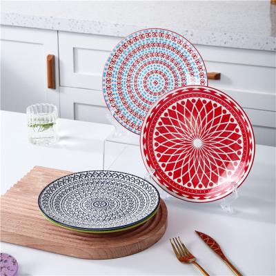 China Sustainable Unique Design Restaurant Flat Dish Dish 5.5 Inch Japanese Bohemian Ceramic Serving Plate Dinner Plate for sale