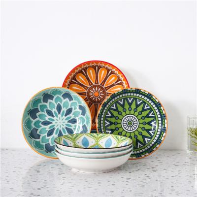 China Viable High Quality Bohemian Design Porcelain Tableware Restaurant China Supplier Ceramic Dinner Dishes for sale