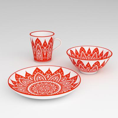 China Wholesale Porcelain Dinnerware Modern Design Dinnerware Set Viable Porcelain Soup Bowl Decal for sale