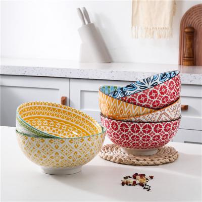 China Good Quality Sustainable Tableware Turkish Ceramic Salad Bowl 8 Inch Japan Ramen Big Bowl Set Ceramic Bowls for sale