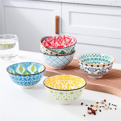 China Viable Wholesale Ware Tableware Restaurant Serving Bowls Japanese Unique Ceramic Rice Soup Bowls Ramen Bowl Set for sale