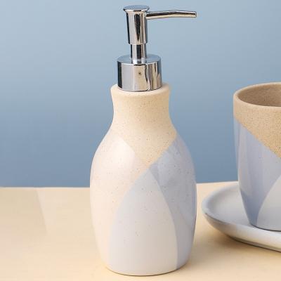 China Sustainable Home Decor Bathroom Sets Luxury Soap Bottle Ceramic Soap Dispenser for sale