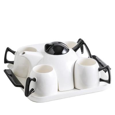 China Viable Unique Irregular Modern Afternoon Teapot Design Porcelain Teapot Design Ceramic Coffee and Tea Set 6 Pcs for sale