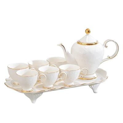 China Elegant Ceramic Royal Tea Sets European Style Luxury Viable Living Room Coffee Mug Teapot Ceramic Tea Set And Cafe for sale