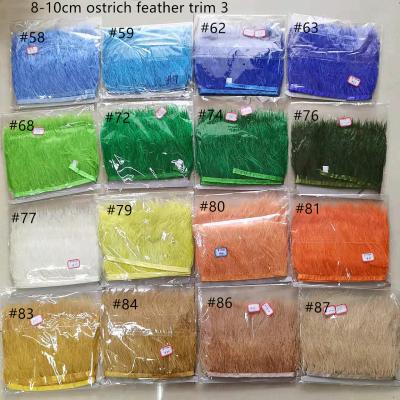 China Wholesale Wedding/Clothing Decoration Ostrich Feather Fringe Trim Lace Up 56 Colors 8-10cm Running Dyed Feather Ribbon For Pajama Decoration Apparel Decor for sale