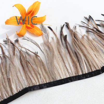 China Decorations Natural Handmade Emu Feather Strung Emu Feather Trim Fringe for sale