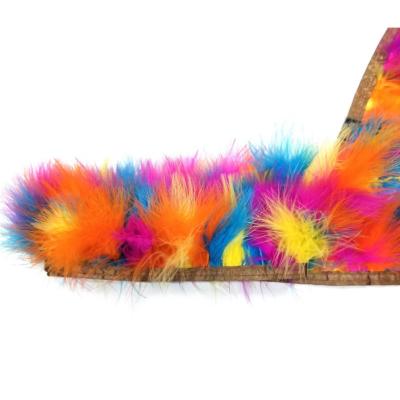 China Turkey DIY China Manufacture Colorful Feather Trim Multicolor Rainbow Marabou Feather Lace Fringe For Garment Decoration for sale